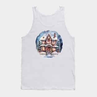 Christmas house watercolor Tank Top